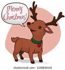 Cute reindeer wishing at you a merry Christmas in this holidays.