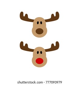 Cute reindeers vector graphic illustration. Christmas reindeer cartoon set.