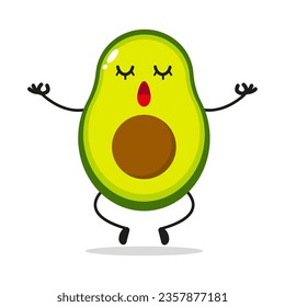 Cute relax avocado character. Funny yoga fruit cartoon emoticon in flat style. avocado emoji meditation vector illustration