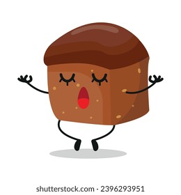 Cute relax brownies character. Funny yoga bakery cartoon emoticon in flat style. brownies meditation vector illustration