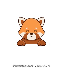 Cute relax red panda in cartoon style. Vector flat illustration