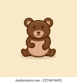 Cute Relaxed Bear Logo Design