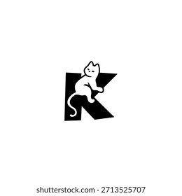 Cute relaxed cat resting over a stylized alphabet shape. Perfect for pet brands, cat stores, animal shelters, and playful modern identity.