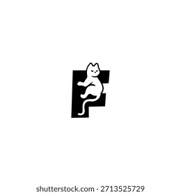 Cute relaxed cat resting over a stylized alphabet shape. Perfect for pet brands, cat stores, animal shelters, and playful modern identity.