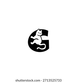 Gato relajado lindo que descansa sobre una forma estilizada del alfabeto. Perfecto para marcas de mascotas, tiendas de gatos, refugios de animales y una identidad moderna y juguetona.