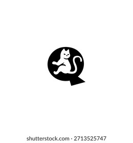 Gato relajado lindo que descansa sobre una forma estilizada del alfabeto. Perfecto para marcas de mascotas, tiendas de gatos, refugios de animales y una identidad moderna y juguetona.