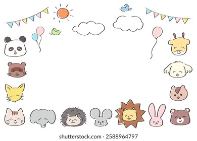 Cute and relaxed hand-drawn animal frames for kids, kindergartens, and nursery schools