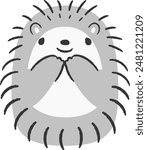 A cute, relaxed, hand-drawn hedgehog. Perfect for creating a casual and stylish impression. Vector illustration.