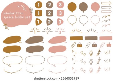 A cute and relaxed set of three-color speech bubbles and design decorations