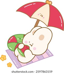 Cute Relaxing Chilling Character Rabbit Summer
