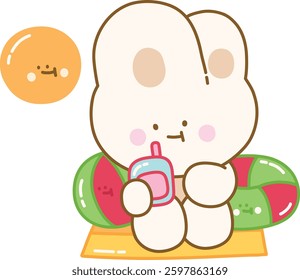 Cute Relaxing Chilling Character Rabbit Summer