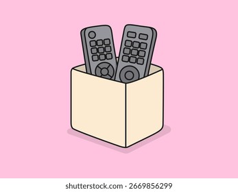 Cute Remote Holder – Flat Vector Cartoon Illustration.