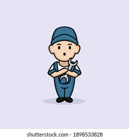 Cute repairman mascot design illustration