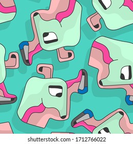 Cute repeat abstract animal's head. Seamless pattern.