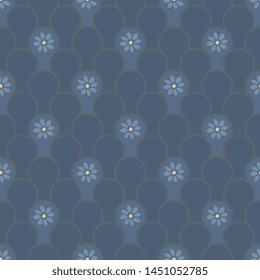Cute repeat floral pattern seamless vector design for ladies dress fabric, mens shirt, apparel textile, interior wallpaper, fashion garment. Simple geometric airy flowers arrangement print block.