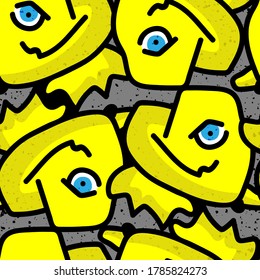 Cute repeat unusual abstract monsters on the seamless backdrop.