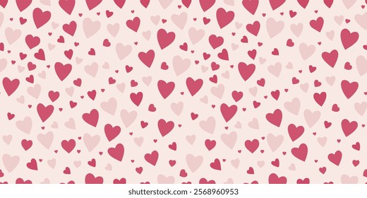 Cute Repeated Hearts Seamless Pattern. Valentine's Day Holiday Backdrop Texture. Romantic Wedding Design