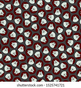 Cute Repeating Pattern with Funny Kitten Head. Textile Template. Vector Illustration