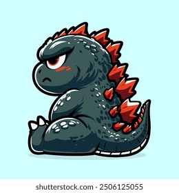 Cute Reptile Monster, Dinosaur Cartoon Illustration