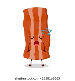 cute rest expression of bacon cartoon character
