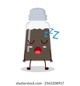 cute rest expression of black pepper cartoon character
