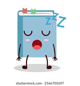 cute rest expression of blue book cartoon character
