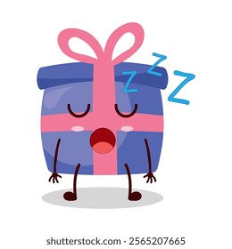 cute rest expression of blue gift box cartoon character
