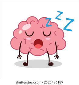 Cute rest expression of brain cartoon character