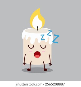 cute rest expression of candle cartoon character
