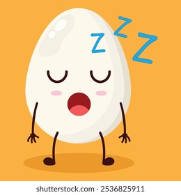 cute rest expression of chicken egg character