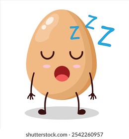 cute rest expression of chicken egg character