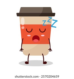 cute rest expression of coffee cup cartoon character
