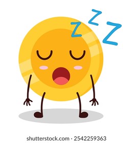 cute rest expression of coin cartoon character