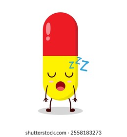 cute rest expression of drug capsule cartoon character
