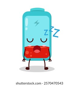 cute rest expression of empty battery cartoon character
