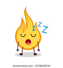 cute rest expression of fire cartoon character
