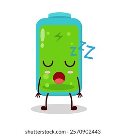 cute rest expression of full battery cartoon character
