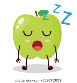 cute rest expression of green apple cartoon character