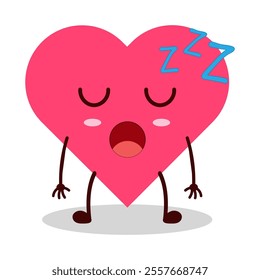 cute rest expression of heart cartoon character