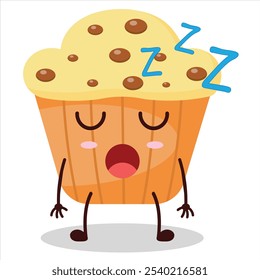 cute rest expression of muffin character