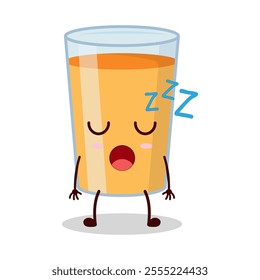 cute rest expression of orange juice cartoon character