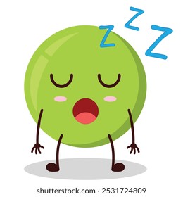 cute rest expression of pea cartoon character