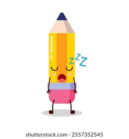 cute rest expression of pencil cartoon character