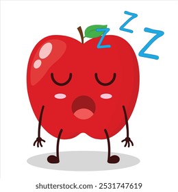 cute rest expression of red apple cartoon character