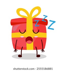 cute rest expression of red gift box cartoon character