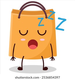 cute rest expression of shopping bag character