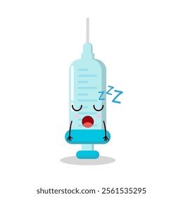 cute rest expression of syringe cartoon character
