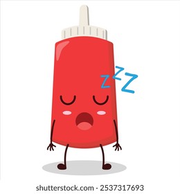 cute rest expression of tomato sauce bottle character