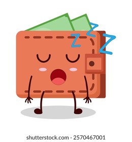 cute rest expression of wallet cartoon character
