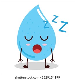 cute rest expression of water drop cartoon character